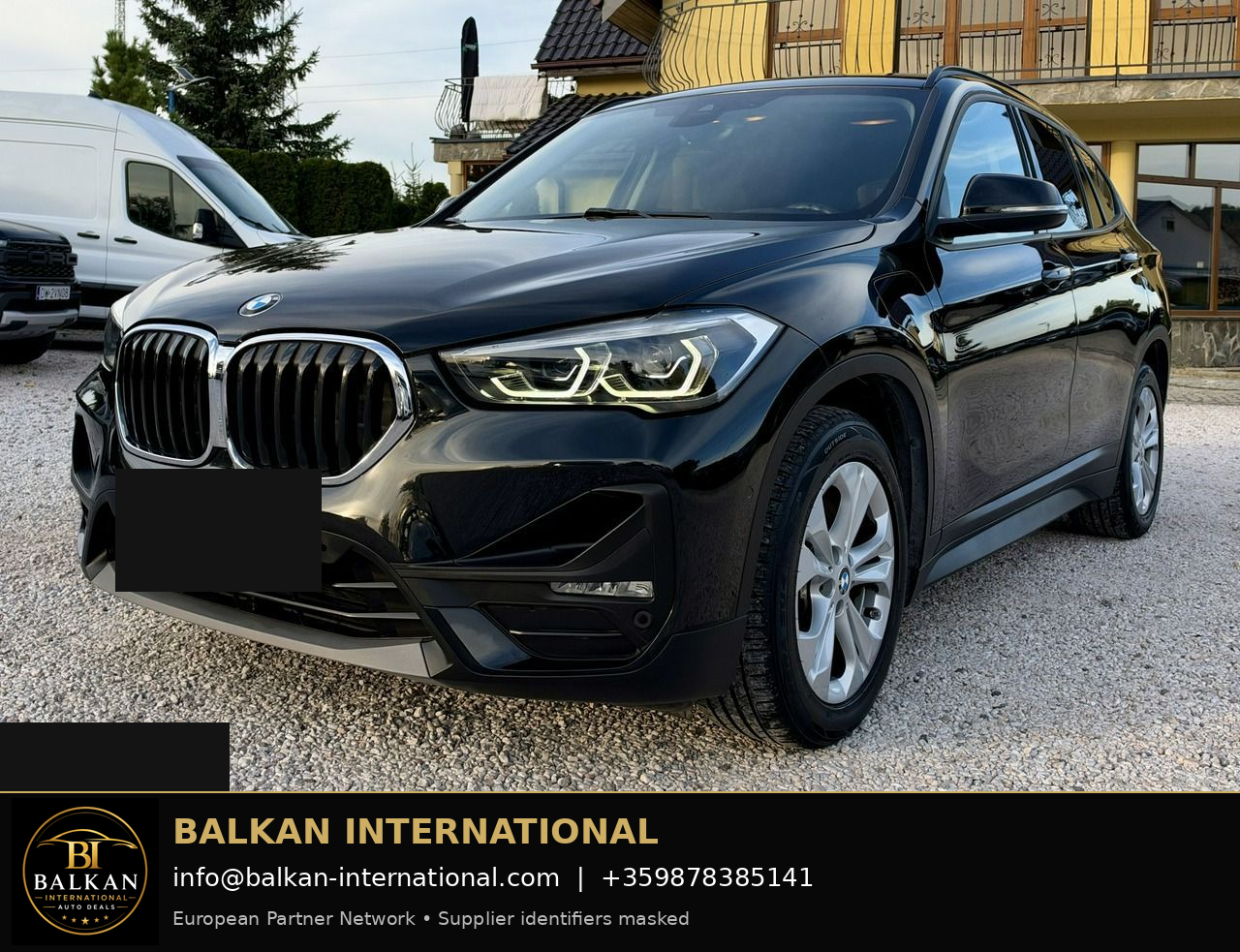 BMW X1 xDrive25e 2021 — original vehicle photograph 1 with Balkan International contact footer
